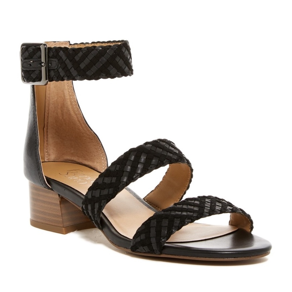 Franco Sarto Tate Black Woven Leather Sandals